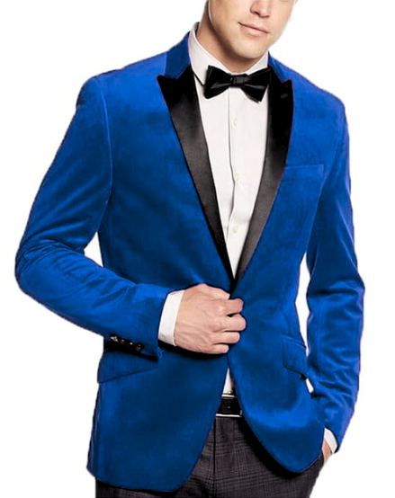 Royal ~ Black Mens Big and Tall Velvet Blazer - Velvet Sport Coat