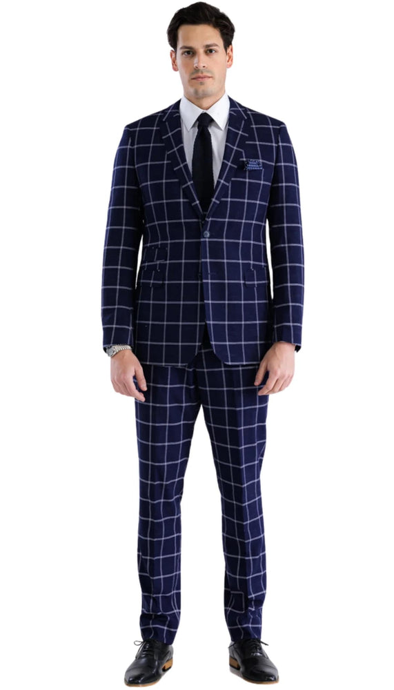 Mens Plaid Suit - Black Windowpane Suit - 1920 Suits