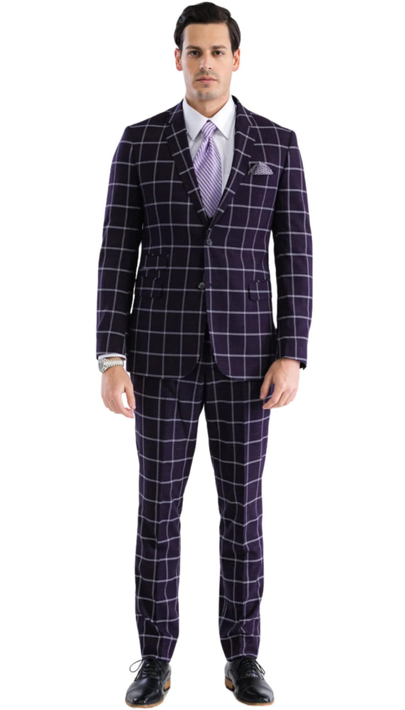 Mens Plaid Suit - Black Windowpane Suit - 1920 Suits