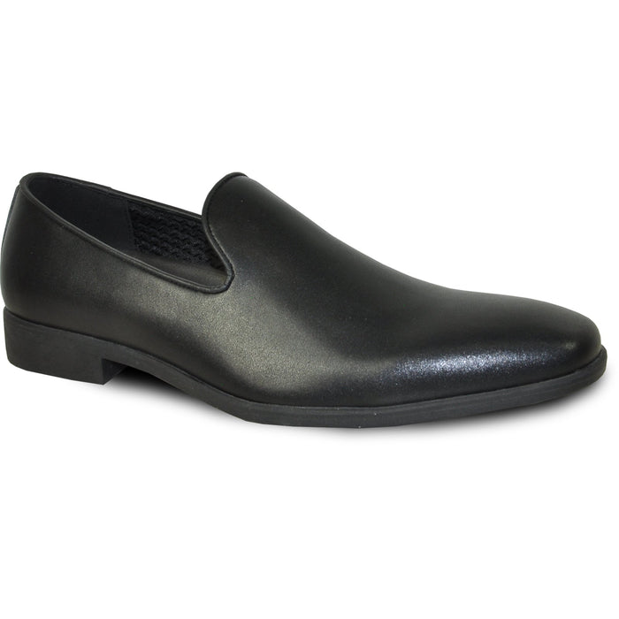 Bravo Mens Classic Plain Toe Slip on Loafer Dress Shoe in Black