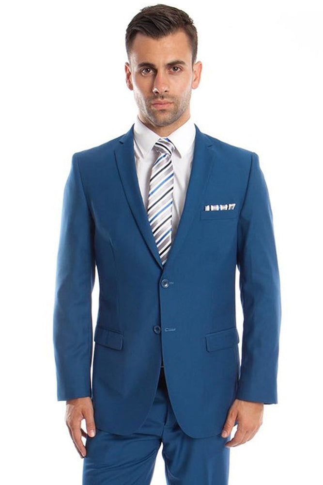 Men's Slim Fit French Blue Wedding Suit from Tazzio Suits