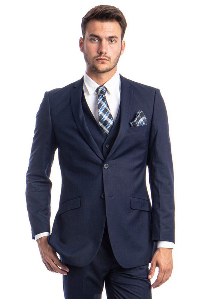 Men's Indigo Navy Two Button Slim Fit Suit by Tazzio Suits