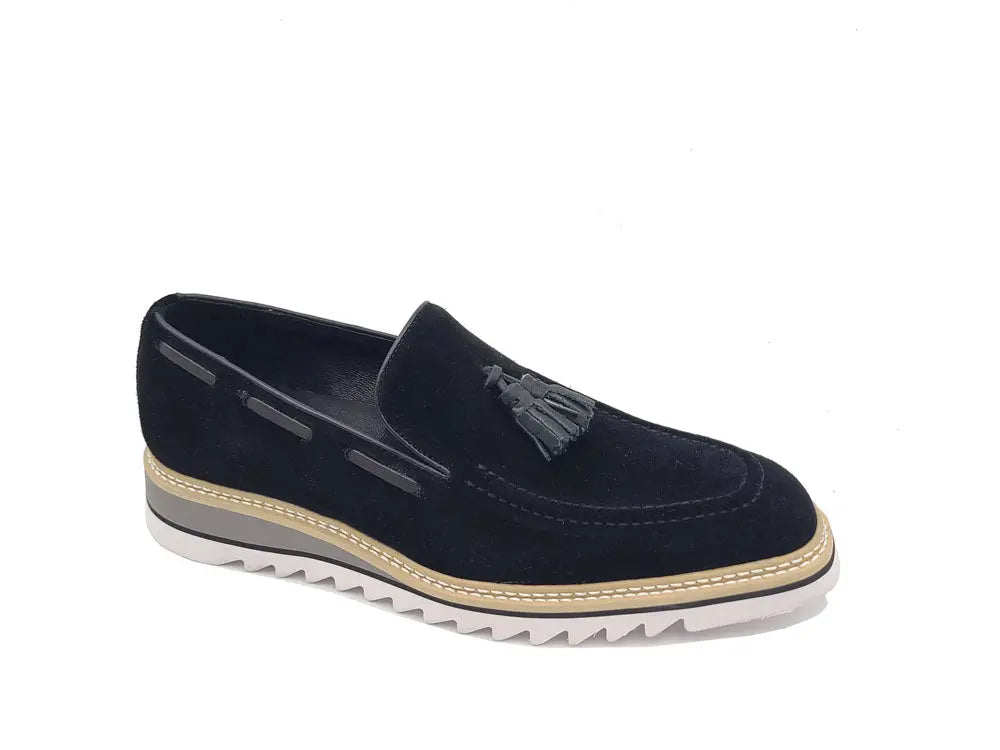 Carrucci Venetian Suede Loafer with Calfskin Tassel