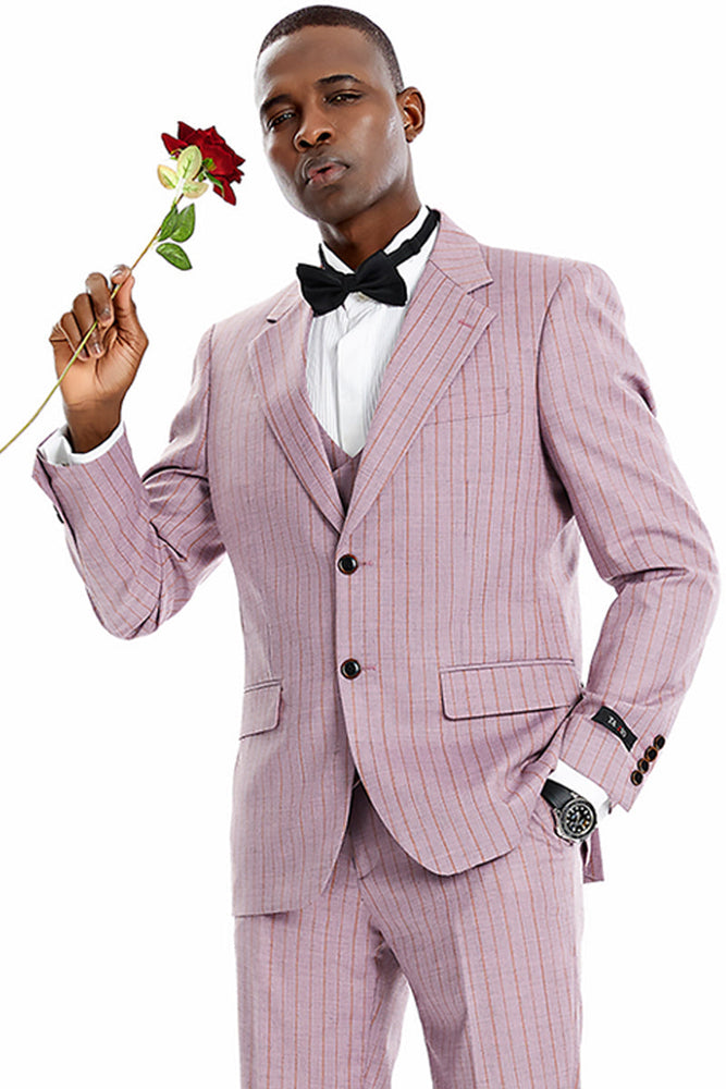 Vintage Dusty Rose Pink Pinstripe Suit for Men
