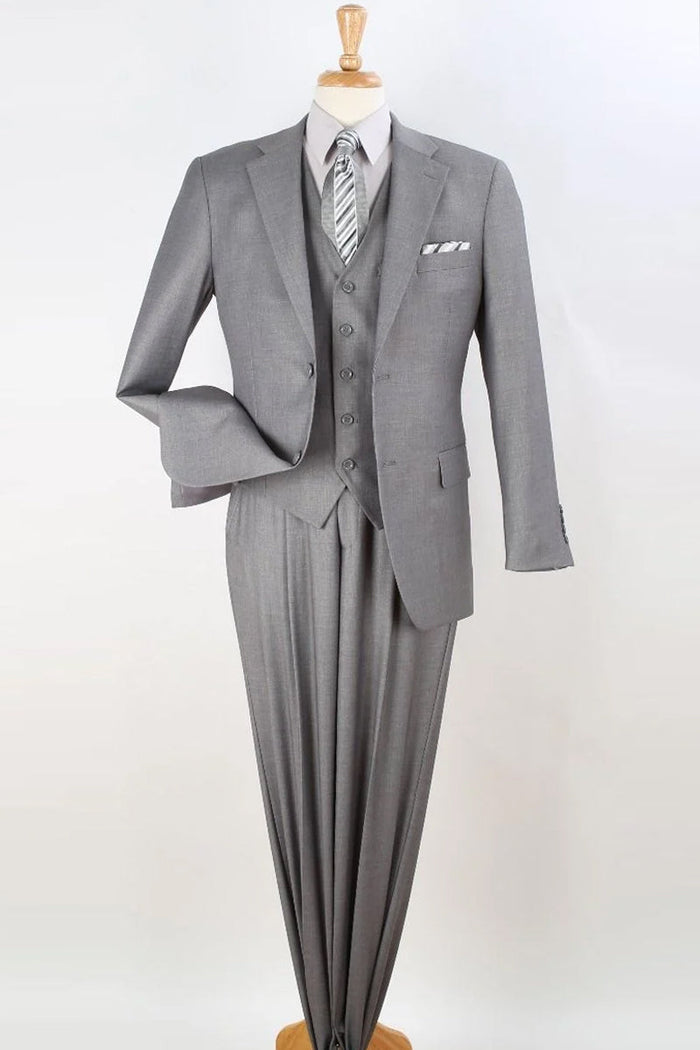 Apollo King Light Grey Vested Suit - Classic Two-Button Fit