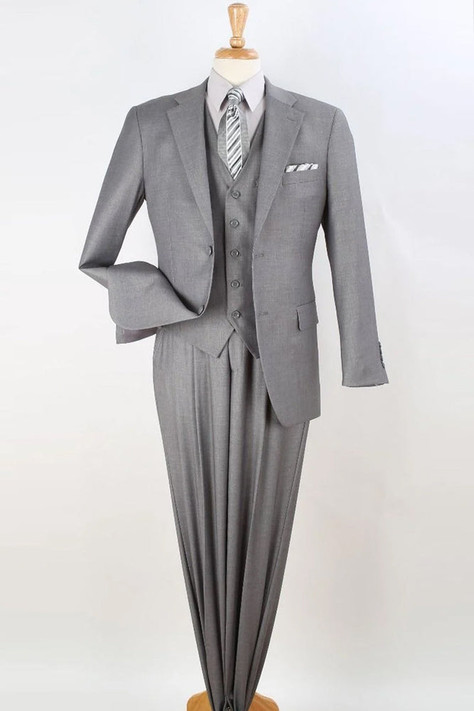Apollo King Light Grey Vested Suit - Classic Two-Button Fit