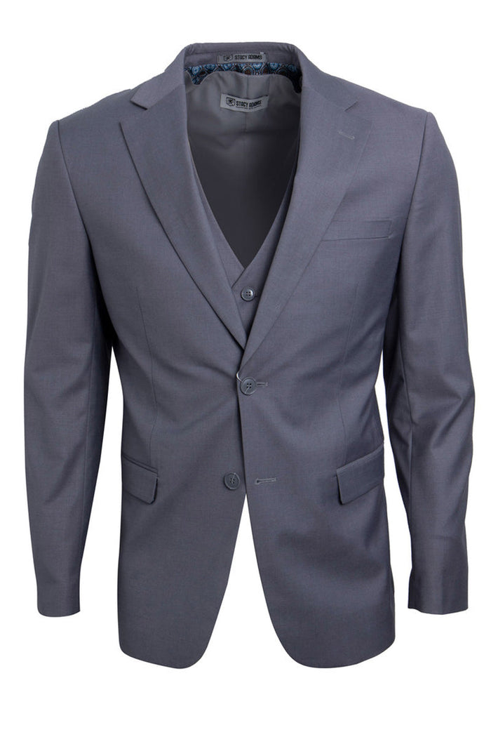 Men's Grey Suit Three Piece Set by Stacy Adams - Wedding - Prom