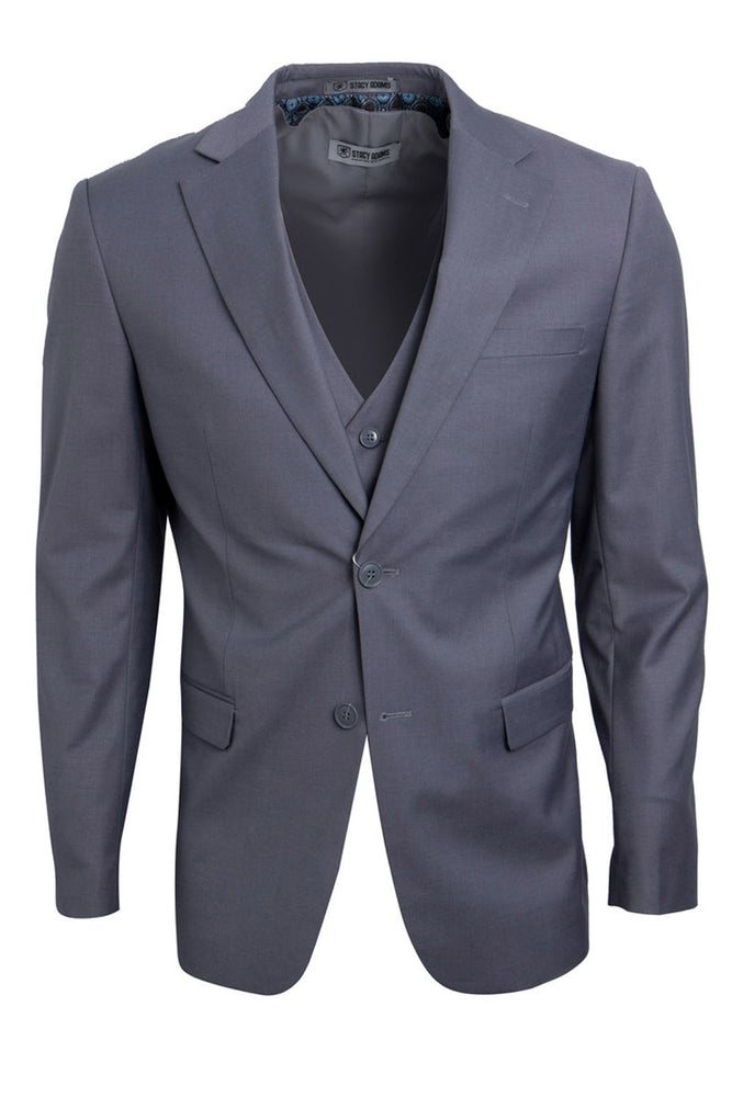 Men's Grey Suit Three Piece Set by Stacy Adams - Wedding - Prom