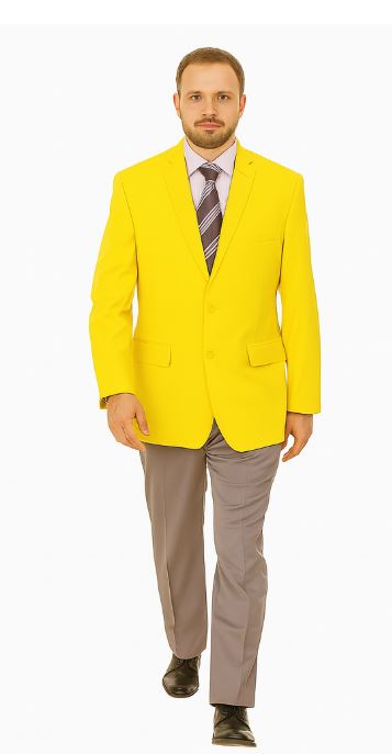 SKU#WGS7 Mens Solid Yellow Blazer $585