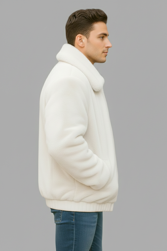 Men's Black Faux Fur Overcoat – Fuzzy Warm Winter Jacket Style