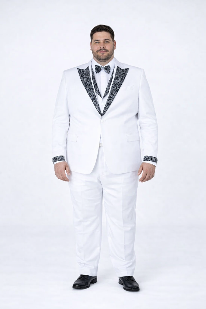 White Peak Lapel Stone Tuxedo – Men’s 4-Piece Wedding Set