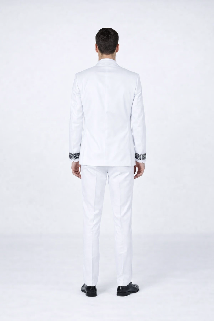 White Peak Lapel Stone Tuxedo – Men’s 4-Piece Wedding Set