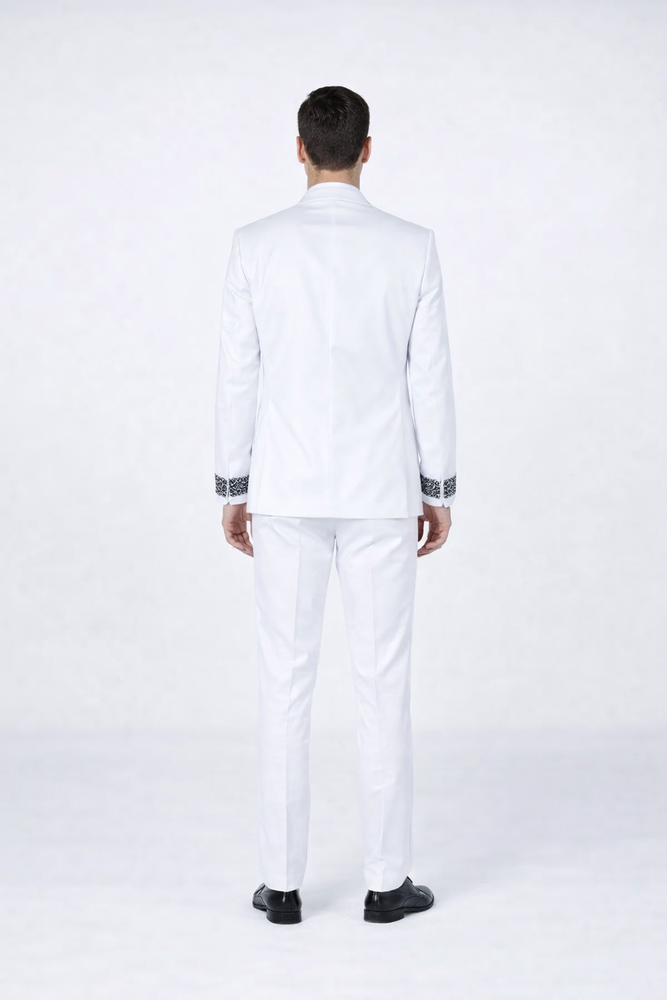 White Peak Lapel Stone Tuxedo – Men’s 4-Piece Wedding Set