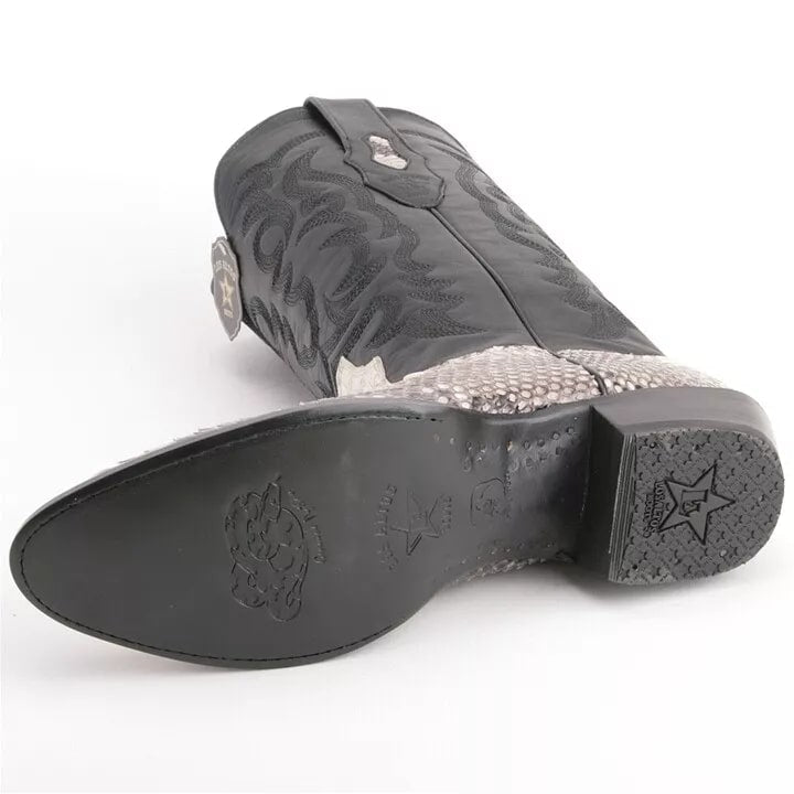Genuine Python Leather Los Altos Boots: Black & White Western Cowboy Boots