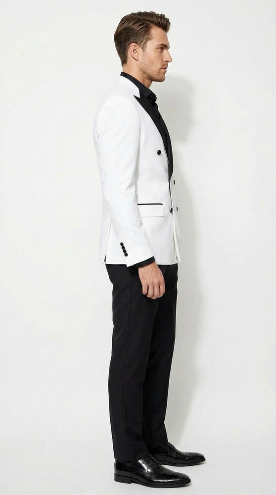  White Double Breasted Blazer 