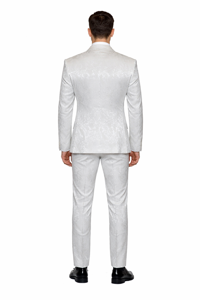 White Royale Brocade 3-Piece Imperial Gala Suit