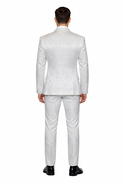 White Royale Brocade 3-Piece Imperial Gala Suit