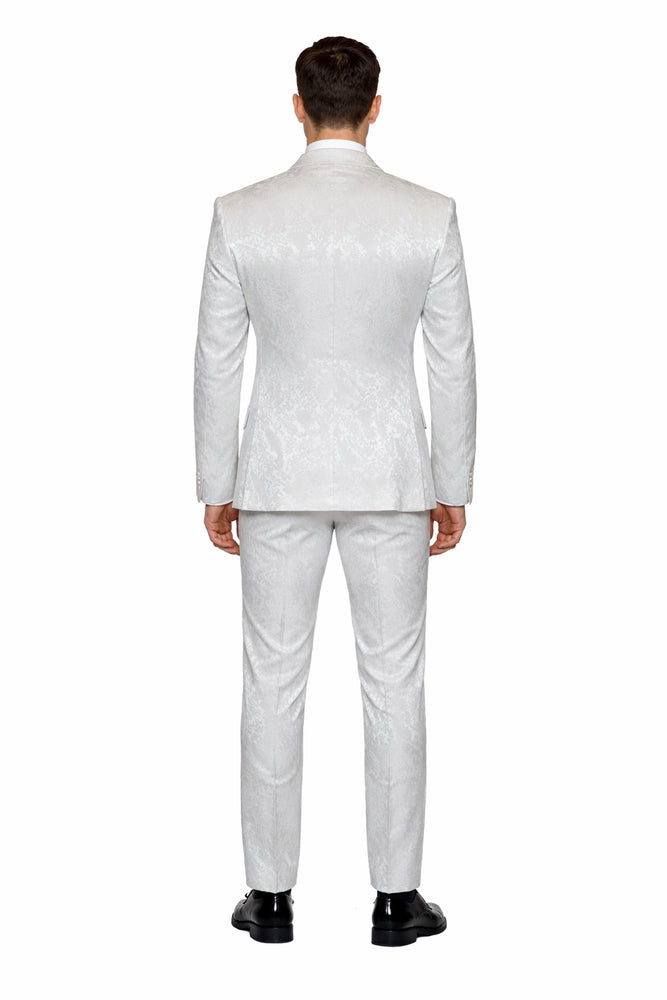 White Royale Brocade 3-Piece Imperial Gala Suit