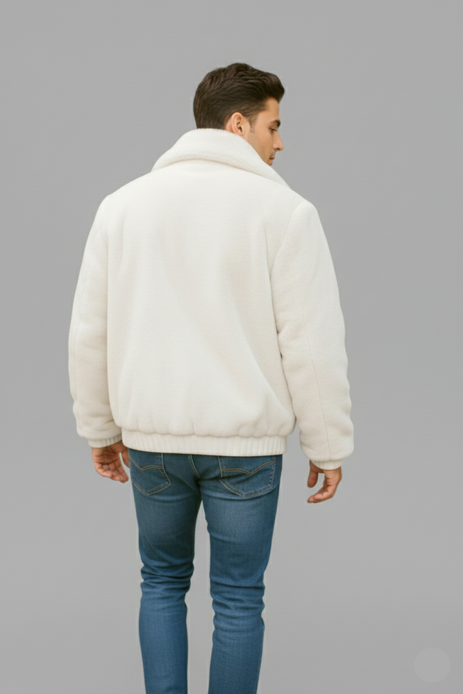 Men's Black Faux Fur Overcoat – Fuzzy Warm Winter Jacket Style