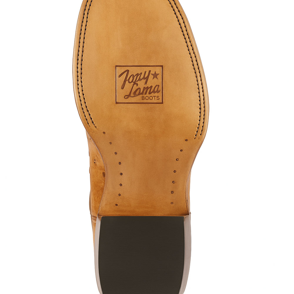 Men's Los Altos Ostrich Skin Wide Square Toe Boots - B