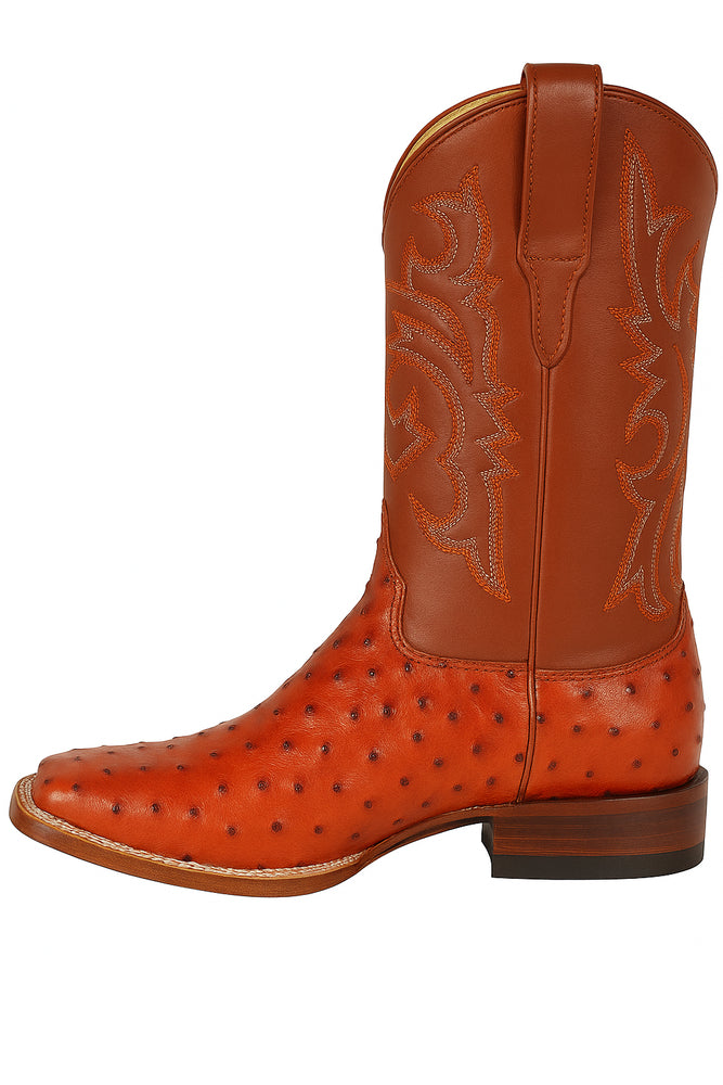 Men's Los Altos Ostrich Skin Wide Square Toe Boots - B