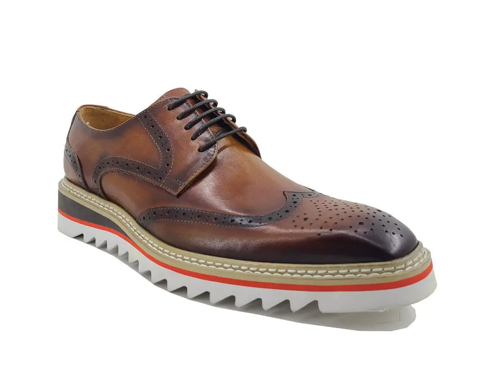 Carrucci Wing-tip Blucher style Oxford with ligtweight sole
