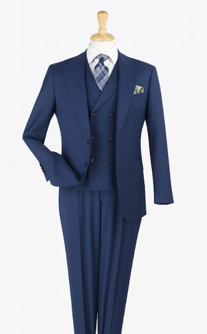 Men's Outlet 3pc 100% Wool Suit 6 Button High Fashion Vest