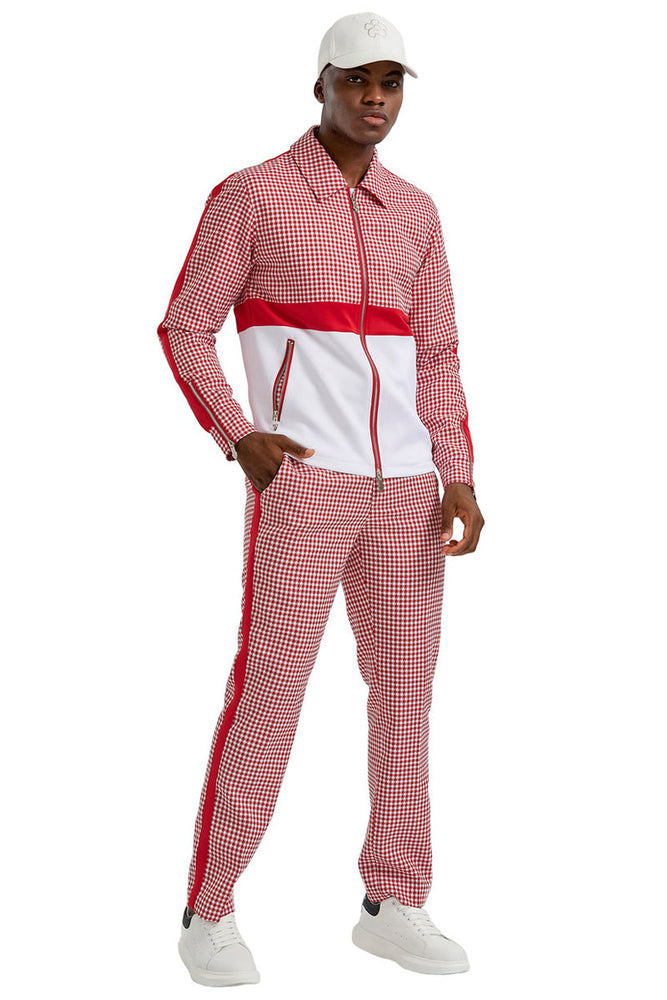 Men's Red Houndstooth Walking Suit Set