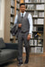 Dark Green Windowpane Hybrid Fit Suit by Stacy Adams - Wedding - Prom