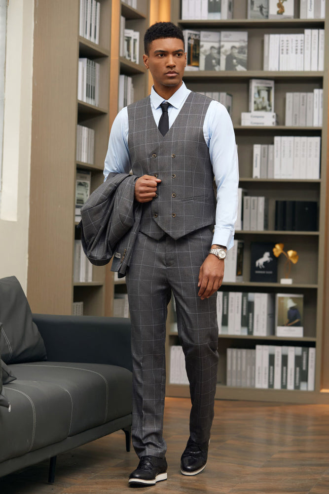 Dark Green Windowpane Hybrid Fit Suit by Stacy Adams - Wedding - Prom