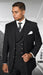 Statement Men's Wool Suit Black Stripe 1920s Lapel Vest Zarelli