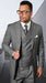 Statement Men's Wool Suit Gray Stripe 1920s Lapel Vest Zarelli