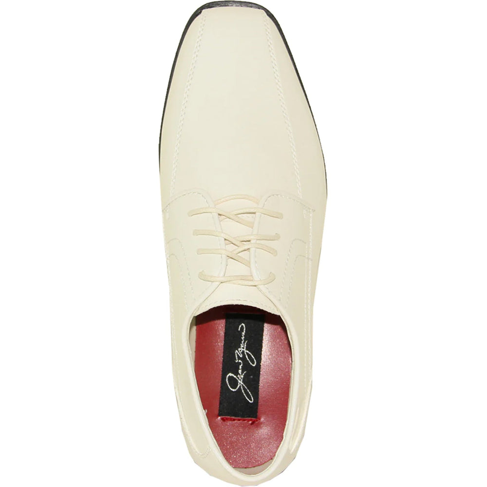 Bravo Mens Formal Wedding & Prom Double Runner Shiny Patent Dress Shoe in Ivory