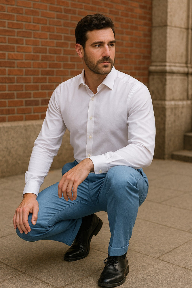 Zacchi Mens Dress Pleated Blue Slacks - Colorful Pants