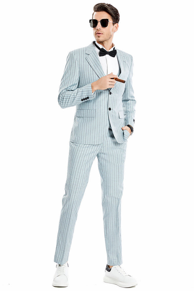Vintage Mint Grey Double Button Suit for Men