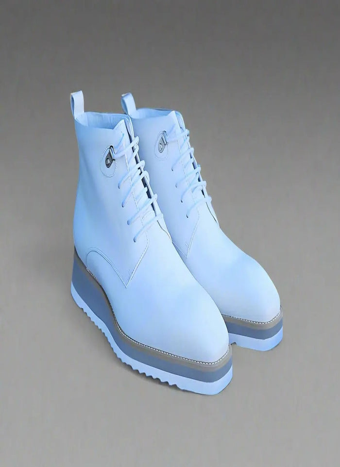 Sky blue ankle boots with laces