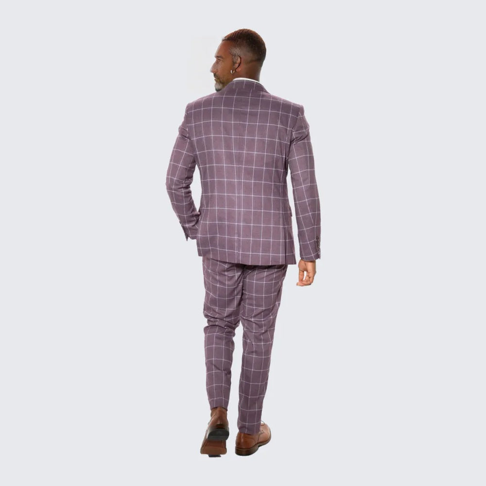Lilac Windowpane Hybrid Fit Suit by Stacy Adams - Wedding - Prom