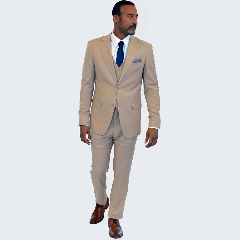 Men's Medium Tan Suit Three Piece Set by Stacy Adams - Wedding - Prom