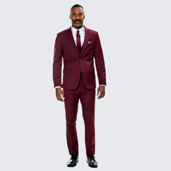 Burgundy Skinny Fit Suit Three Piece Set - Separates - Wedding - Prom