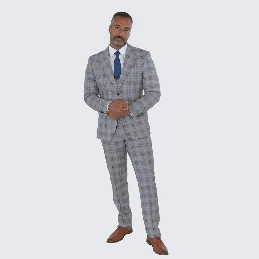 Coffee Mocha Plaid Suit with Notch Lapel - Wedding - Prom