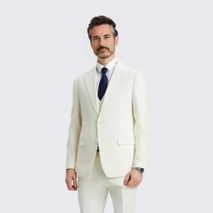 Men's Ivory Suit Three Piece Set by Stacy Adams - Wedding - Prom