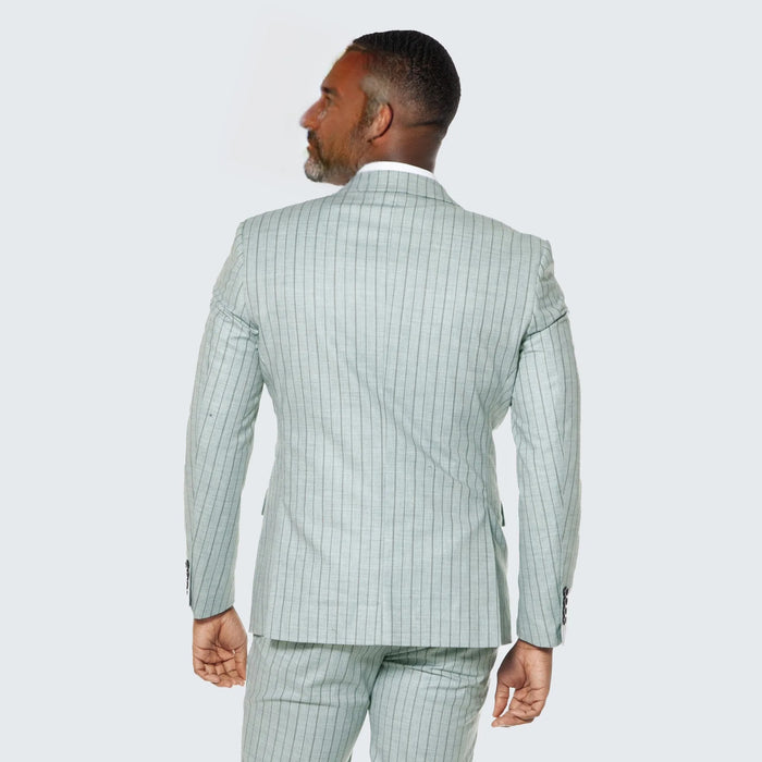 Mint Grey Suit with Pinstripes Three Piece Set - Wedding - Prom
