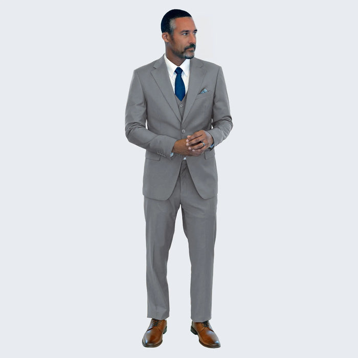 Men's Medium Grey Suit Three Piece Set by Stacy Adams - Wedding - Prom
