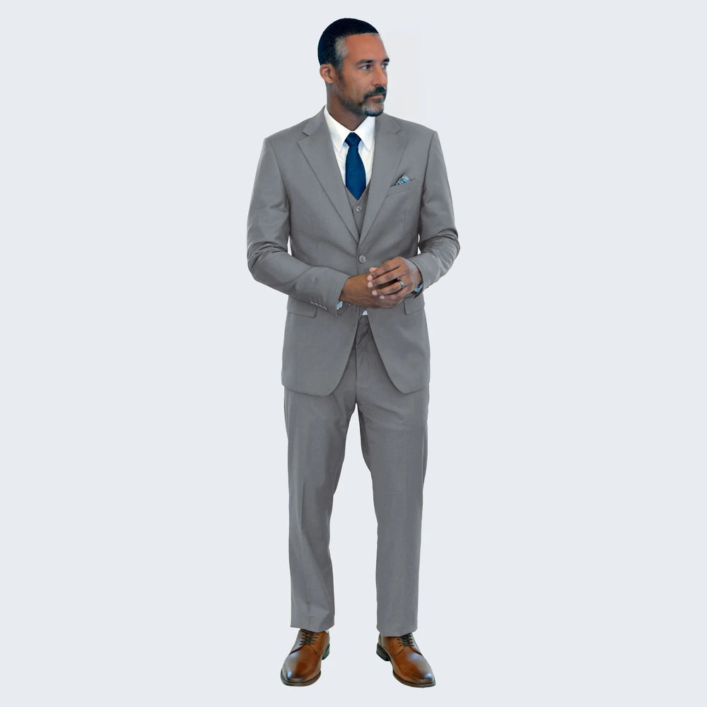 Men's Medium Grey Suit Three Piece Set by Stacy Adams - Wedding - Prom