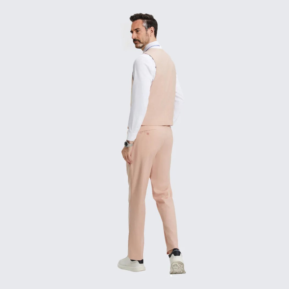 Blush Slim Fit Three Piece Suit with Large Peak Lapel by Stacy Adams - Wedding - Prom