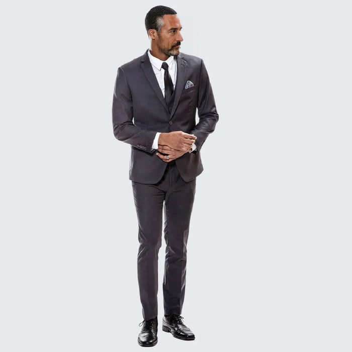 Charcoal Skinny Fit Suit Three Piece Set - Separates - Wedding - Prom