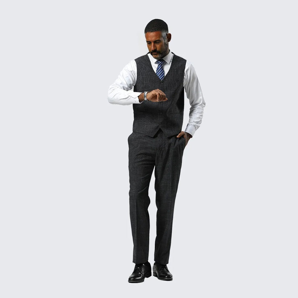 Charcoal Canvas Print Three Piece Suit By Stacy Adams- Wedding - Prom