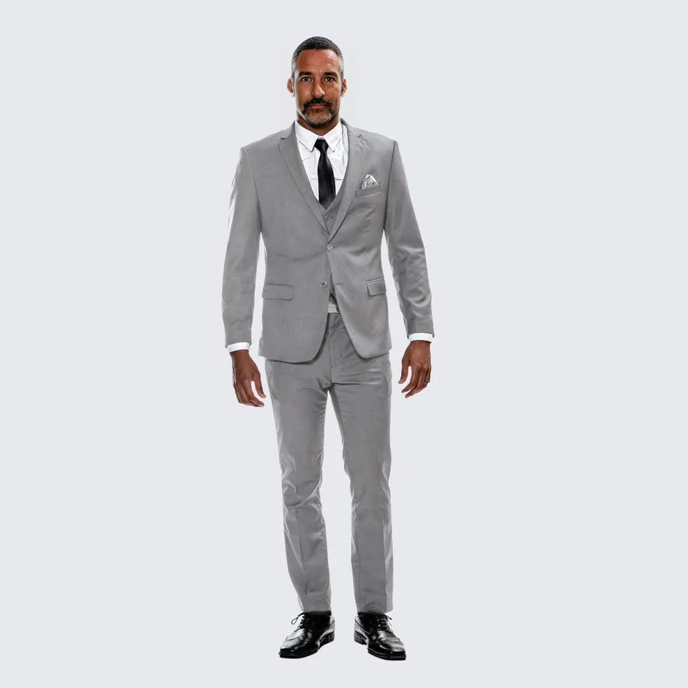 Mid Gray Skinny Fit Suit Three Piece Set- Separates - Wedding - Prom