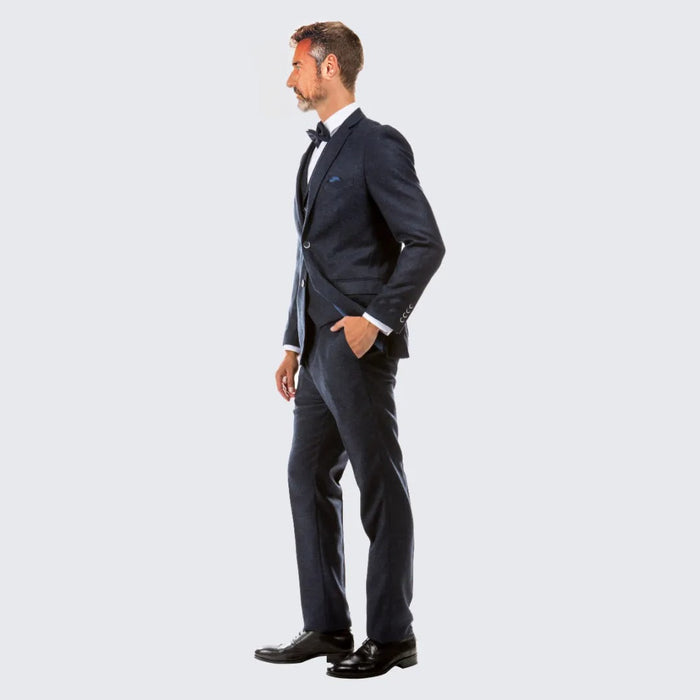 Navy Tweed Suit Three Piece Set - Wedding - Prom