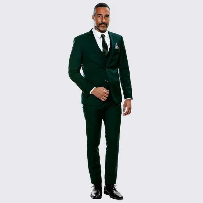 Green Skinny Fit Suit Three Piece Set - Separates - Wedding - Prom